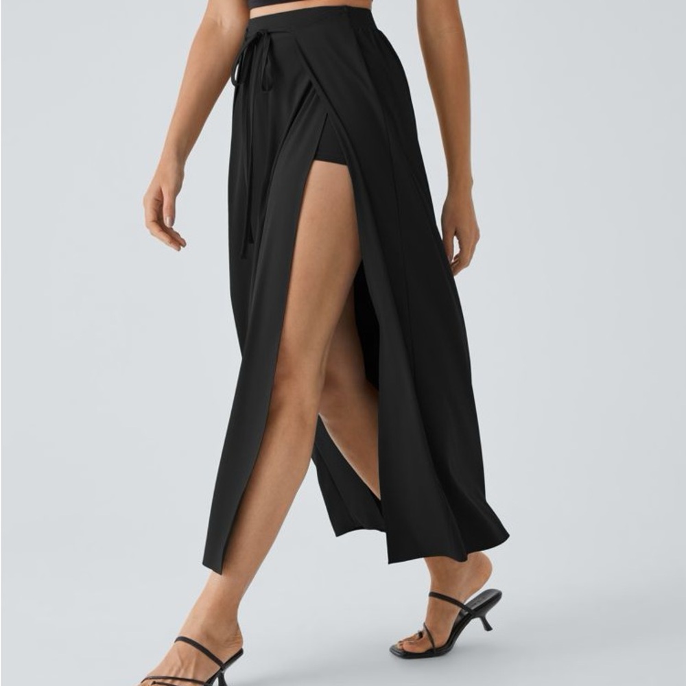 Black Maxi Skirt with High Slit